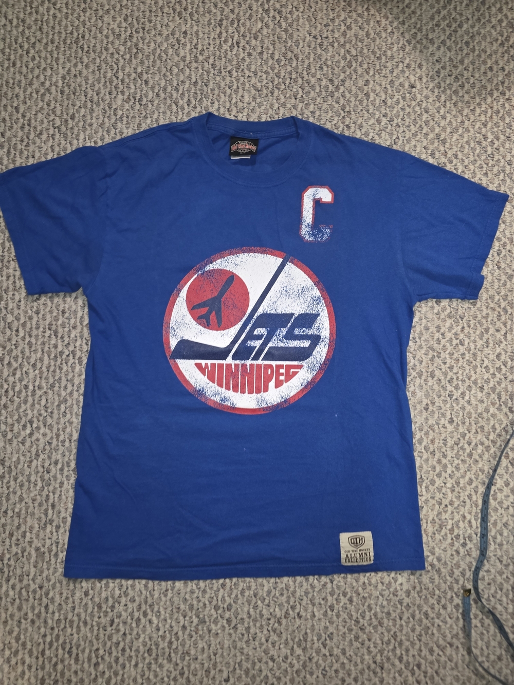 NHL Winnipeg Jets Royal Blue Graphic Tee with Red & White Logo